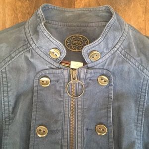 Anthropologie Idra Blue Corduroy Zip Jacket Size 2